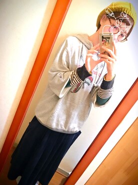 「KBF BOX（ケービーエフ ボックス）のアイテム（帽子）」を使った、ゆみねむさん（レディース・160cm）の秋コーディネート