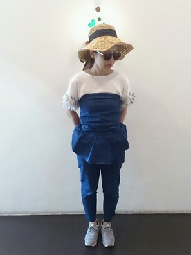 「KIKKA THE DIARY OF（キッカ　ザ　ダイアリー　オブ）のアイテム（オールインワン・サロペット）」を使った、くみこさん（レディース・150cm）の夏コーディネート
