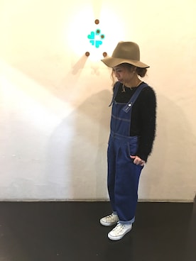 「ラメニット」｜「アイテム（サロペット/オーバーオール）」を使った、くみこさん（レディース・150cm）の冬コーディネート