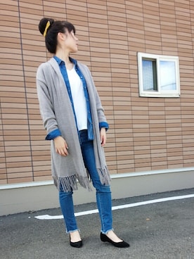 「simple」｜「アイテム（その他アウター）」を使った、yuyuさん（レディース・157cm）の秋コーディネート