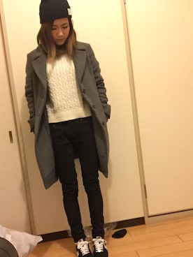 「お揃いコーデ」｜「アイテム（ニットキャップ/ビーニー）」を使った、yunomam♥️さん（レディース・153cm）の冬コーディネート