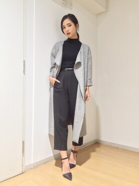 「EMODA」｜「アイテム（スラックス）」を使った、Kuwabara Maiさん（レディース・160cm）の秋コーディネート