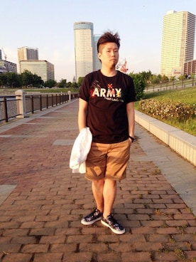 「TYPE BLUE（タイプブルー）のアイテム（Tシャツ/カットソー）」を使った、HONDAさん（メンズ・171cm）の春コーディネート