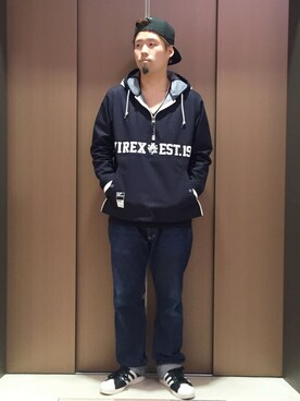 「AVIREX（アヴィレックス）のアイテム（マウンテンパーカー）」を使った、HONDAさん（メンズ・171cm）の冬コーディネート