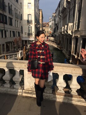 「Rodeo Crowns（ロデオクラウンズ）のアイテム（ダウンジャケット/コート）」を使った、刘丽娟ELSIEさん（レディース・163cm）の春コーディネート
