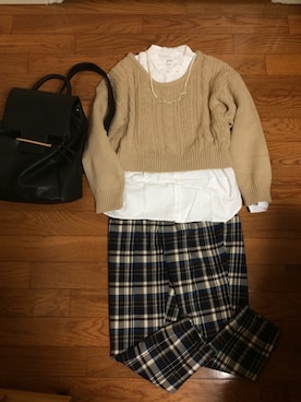 「タータンチェック」｜みわさん（レディース・165cm）の冬コーディネート