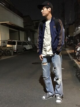 「アイテム（ジャージ）」を使った、だいすけさん（メンズ・184cm・20代）の春コーディネート