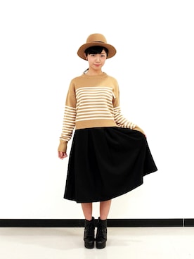 「ハットコーデ」｜SPLASHJAPANさん（レディース・160cm）の冬コーディネート