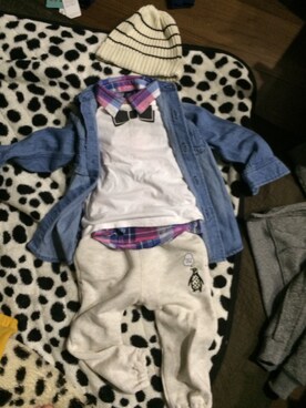 「スウェット×シャツ」｜chanmaさん（キッズ・80cm）の冬コーディネート