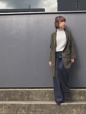 「ハンサムコーデ」｜「アイテム（チェスターコート）」を使った、pam.さん（レディース・161cm）の秋コーディネート