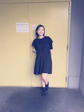 「H&M（エイチ・アンド・エム）のアイテム（ワンピース、ブラック系）」を使った、hairS.coeurdurerさん（レディース）の秋コーディネート