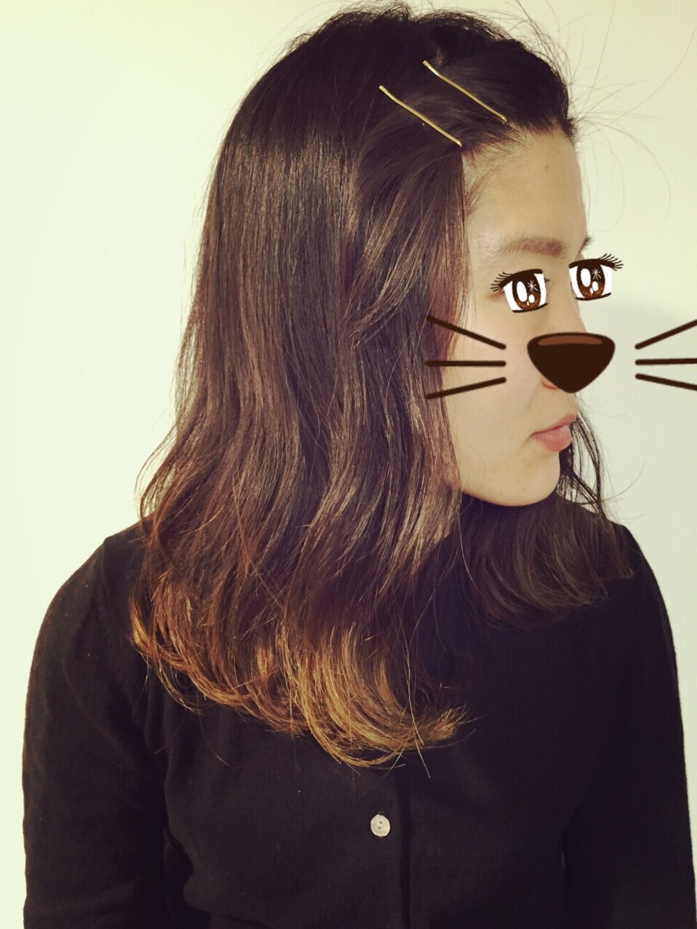「ヘアスタイル、前髪アレンジ、ヘアアレンジ、ゴールド」｜「no brandのアイテム（その他ヘアアクセサリー、ゴールド系）」を使った、結子さん（レディース・156cm）の冬コーディネートの1枚目の写真