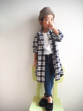 「UNIQLO（ユニクロ）のアイテム（シャツワンピース）」を使った、chalidaiさん（キッズ・100cm）の秋コーディネート