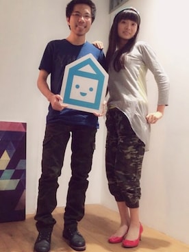 「迷彩コーデ」｜「アイテム（帽子）」を使った、あやなさん（レディース・164cm）の夏コーディネート