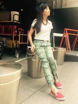 「赤い靴」｜あやなさん（レディース・164cm）の夏コーディネート