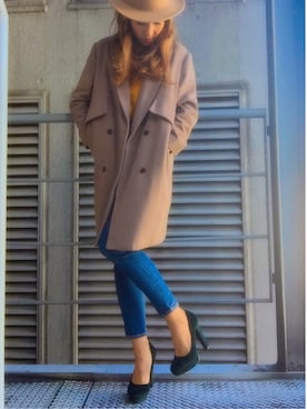 「アイテム（パンプス、グリーン系）」を使った、R&E_REZOY本部staffさん（レディース・162cm）の秋コーディネート