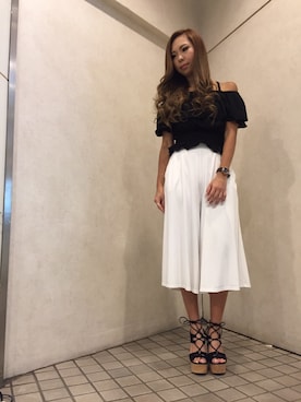 「R&E（アールアンドイー）のアイテム（サンダル）」を使った、R&E_REZOY本部staffさん（レディース・158cm）の春コーディネート