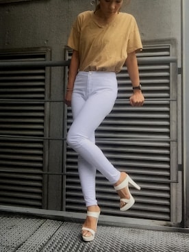 「R&E（アールアンドイー）のアイテム（サンダル）」を使った、R&E_REZOY本部staffさん（レディース・162cm）の春コーディネート