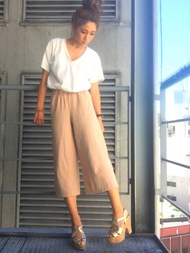 「R&E（アールアンドイー）のアイテム（サンダル）」を使った、R&E_REZOY本部staffさん（レディース・162cm）の春コーディネート