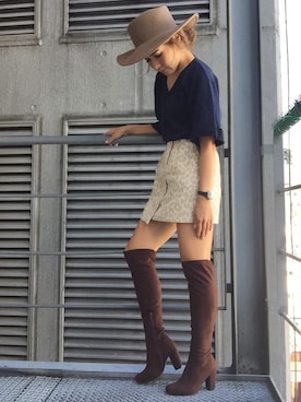 「REZOY（リゾイ）のアイテム（ブーツ）」を使った、R&E_REZOY本部staffさん（レディース・162cm）の秋コーディネート
