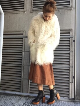 「厚底」｜R&E_REZOY本部staffさん（レディース・162cm）の冬コーディネート