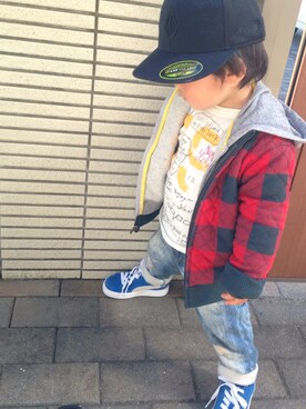 「GAP（ギャップ）のアイテム（ブルゾン）」を使った、can.さん（キッズ・80cm）の冬コーディネート