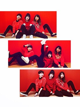 「GAP（ギャップ）のアイテム（ニット/セーター、レッド系）」を使った、Emiさん（レディース・160cm）の冬コーディネート
