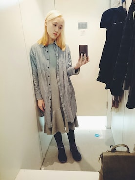「gray」｜「アイテム（シャツワンピース）」を使った、sojoyoさん（レディース・170cm）の冬コーディネート