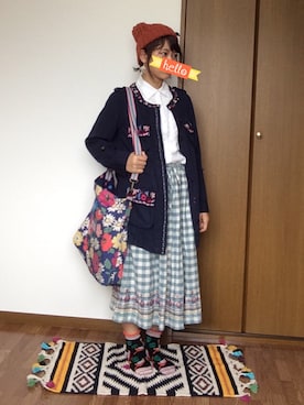 「チャイハネ（チャイハネ）のアイテム（その他アウター）」を使った、ぴこさん（レディース・150cm）の秋コーディネート
