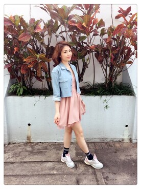 「dazzlin（ダズリン）のアイテム（オールインワン・サロペット）」を使った、moon_tsukiさん（レディース・168cm）の春コーディネート