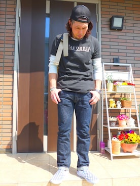 「FAR EASTERN ENTHUSIAST（ファーイースタンエンスージアスト）のアイテム（帽子）」を使った、tomolex さん（メンズ・172cm）の春コーディネート