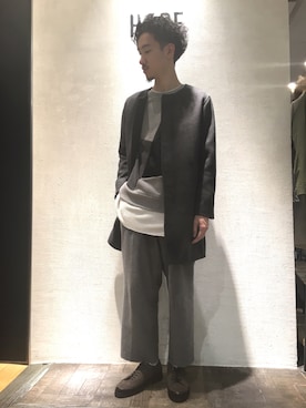 「HARE（ハレ）のアイテム（ソックス/靴下）」を使った、青木/HAREHEPFIVEさん（メンズ・174cm）の冬コーディネート