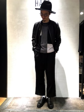「HARE（ハレ）のアイテム（ソックス/靴下）」を使った、青木/HAREHEPFIVEさん（メンズ・174cm）の冬コーディネート