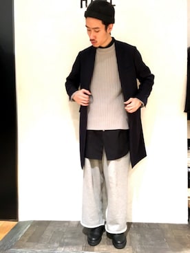 「アイテム（チェスターコート）」を使った、青木/HAREHEPFIVEさん（メンズ・174cm・20代）の冬コーディネート