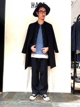 「アイテム（チェスターコート）」を使った、青木/HAREHEPFIVEさん（メンズ・174cm・20代）の冬コーディネート