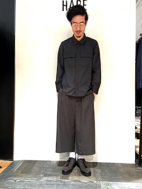 「HARE（ハレ）のアイテム（ソックス/靴下）」を使った、青木/HAREHEPFIVEさん（メンズ・174cm）の冬コーディネート