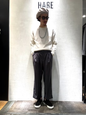 「EYTYS（エイティス）のアイテム」を使った、青木/HAREHEPFIVEさん（メンズ・174cm）の春コーディネート