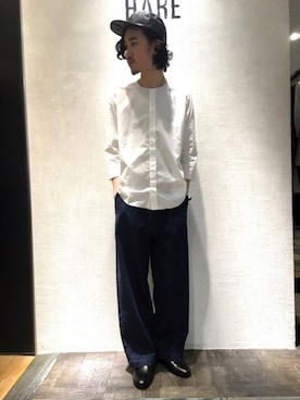 「HARE（ハレ）のアイテム（帽子）」を使った、青木/HAREHEPFIVEさん（メンズ・174cm）の春コーディネート
