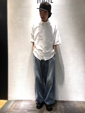 「HARE（ハレ）のアイテム（キャップ）」を使った、青木/HAREHEPFIVEさん（メンズ・174cm）の春コーディネート