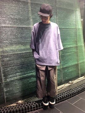 「HARE（ハレ）のアイテム（帽子）」を使った、青木/HAREHEPFIVEさん（メンズ・174cm）の春コーディネート