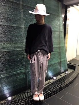 「UNUSED（アンユーズド）のアイテム」を使った、青木/HAREHEPFIVEさん（メンズ・174cm）の春コーディネート