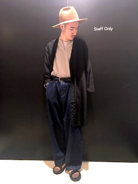 「UNUSED（アンユーズド）のアイテム」を使った、青木/HAREHEPFIVEさん（メンズ・174cm）の春コーディネート