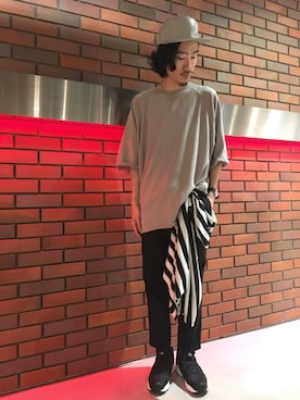 「HARE（ハレ）のアイテム（キャップ）」を使った、青木/HAREHEPFIVEさん（メンズ・174cm）の春コーディネート
