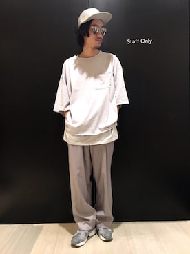 「HARE（ハレ）のアイテム（キャップ）」を使った、青木/HAREHEPFIVEさん（メンズ・174cm）の春コーディネート