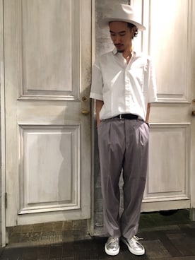 「HARE（ハレ）のアイテム（ハット）」を使った、青木/HAREHEPFIVEさん（メンズ・174cm）の夏コーディネート