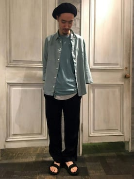 「CA4LA（カシラ）のアイテム（ハンチング/ベレー帽）」を使った、青木/HAREHEPFIVEさん（メンズ・174cm）の夏コーディネート