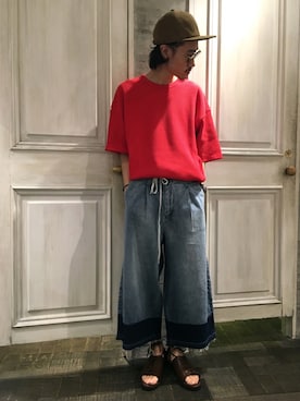 「THOM BROWNE（トムブラウン）のアイテム」を使った、青木/HAREHEPFIVEさん（メンズ・174cm）の夏コーディネート