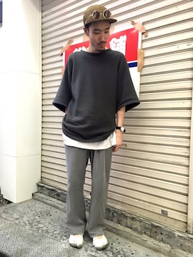 「URU（ウル）のアイテム」を使った、青木/HAREHEPFIVEさん（メンズ・174cm）の夏コーディネート