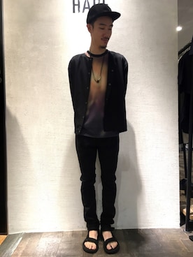 「HARE（ハレ）のアイテム（帽子）」を使った、青木/HAREHEPFIVEさん（メンズ・174cm）の夏コーディネート