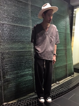 「UNUSED（アンユーズド）のアイテム」を使った、青木/HAREHEPFIVEさん（メンズ・174cm）の夏コーディネート